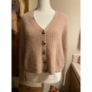 Madewell Mayfair Alpaca Blend Cardigan in Heather Blush